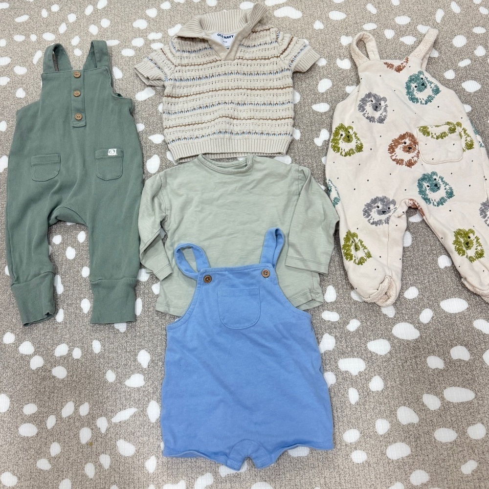 Zara baby bundle lot newborn sage jumpsuit onesie set overalls long sleeve tee